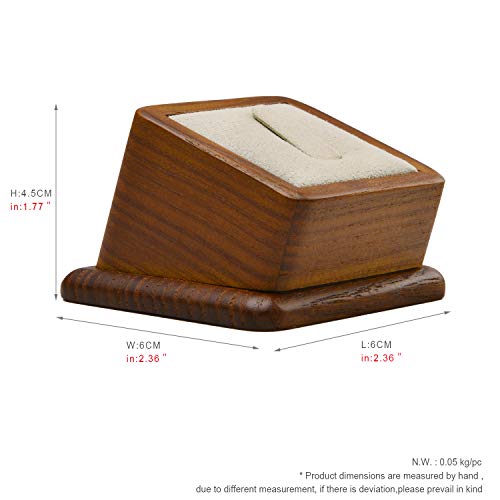Oirlv Solid Wood Ring Holder,Square Single Ring Display Stand,Showcase Jewelry Display Bear - color: Creamy-white Ring Holder