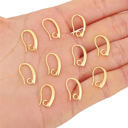 BEADIA 18K Gold Plated Earring Hooks 9x14mm 20pcs for Jewelry Making Findings - size: Hooks 9x14mm