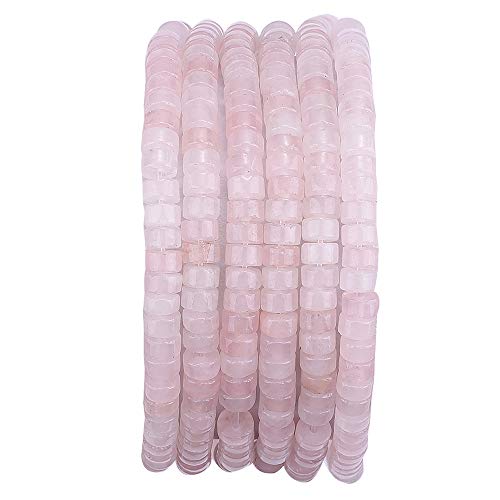 BEADIA Natural Rose Quarts Crystal Spacer Beads Caps Loose Semi Gemstone for Beading Jewelry Making 4mmx2mm 38cm - color: Rose Quarts Crystal, size: Round 4mm x 2mm