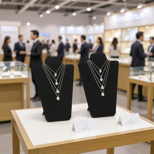 KUKUVR 2Pcs Black Velvet Necklace Bust Display Stand, Jewelry Pendants Chain Holder Stand, Necklace Display Board for Retail Vendor Booth & Selling (Large 12.2 * 7.9inch) - size: Large 12.2*7.9inch