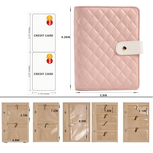 PU Leather Jewelry Binder Organizer Box - Bracelet Earring Rings Necklaces Jewelry Boxes Travel Case with Zipper Velvet Pouch Bags, Gift for Women - Cream White - color: Cream White_quilted Diamond Pattern