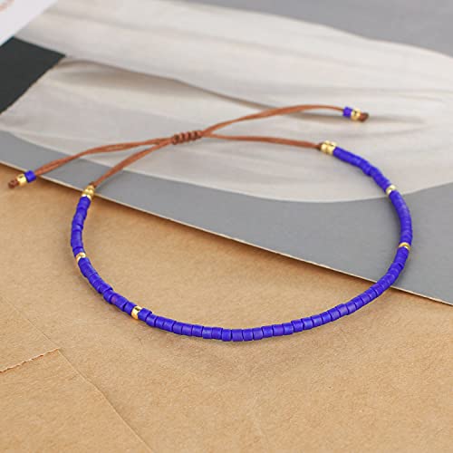 KELITCH Adjustable turquoise bead bracelet single color knitting friendship bracelet fashion jewelry daily wear gift (28 color selection) - color: Blue 04K