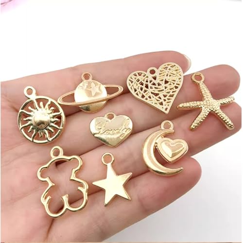 YouLuo 100Pcs Bracelet Charms for Jewelry Making Wholesale Bulk Jewelry Making Bracelets Charm KC Gold Alloy Charm Pendants and Gold Plated Enamel Charms Pendants for Bracelet Necklace - color: KC Gold