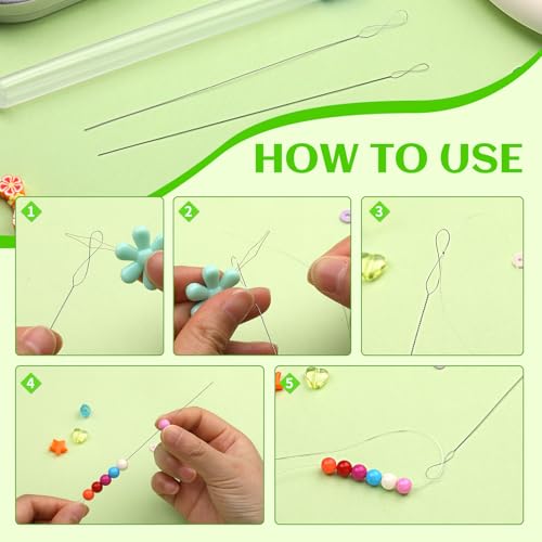 UOOU 32 Pcs Beading Needles Set, 8 Sizes Big Eye Bead Needles, Twist Beading Needles for Seed Beads, Jewelry Making - color: Silver-32 Pcs