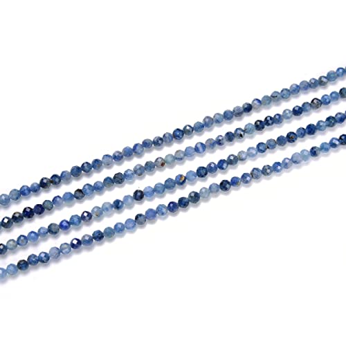 Adabele 15 Inch Natural Blue Kyanite Healing Gemstone 3mm (0.12 Inch) Tiny Small Faceted Round Loose Beads Stone Spacer (120-130pcs) for Craft Jewelry Making GK3-21 - color: Kyanite, size: 3mm (0.12") - 15 inch/1 strand