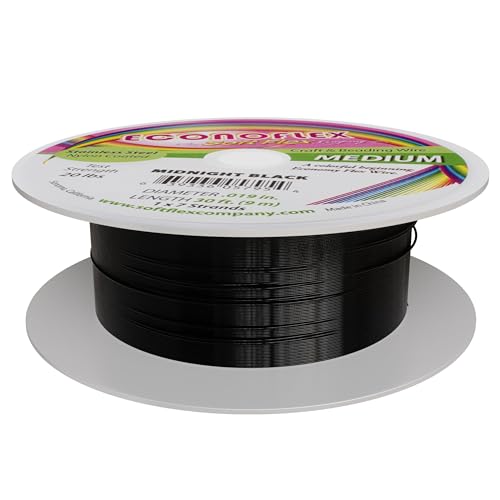 Soft Flex Econoflex Hobby Beading Wire - Flexible Stainless Steel Wire for Crafting - 7 Strand 0.19 30 Ft - style: Midnight Black