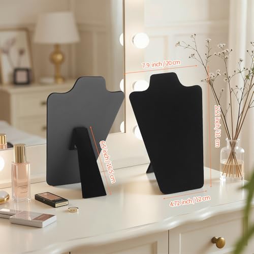 KUKUVR 2Pcs Black Velvet Necklace Bust Display Stand, Jewelry Pendants Chain Holder Stand, Necklace Display Board for Retail Vendor Booth & Selling (Large 12.2 * 7.9inch) - size: Large 12.2*7.9inch
