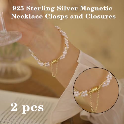 925 Sterling Silver Magnetic Necklace Clasps and Closures,Silver Necklace Extender,Bracelet Clasps,Chain Extenders for Necklaces,Necklace Magnetic Clasp (Sliver Magnetic Necklace 4pcs) - color: sliver magnetic necklace 4pcs