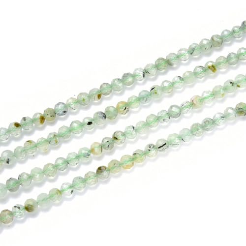Adabele 15 Inch Natural Green Prehnite Healing Gemstone 3mm (0.12 Inch) Tiny Small Faceted Round Loose Beads Stone Spacer (105-115pcs) for Craft Jewelry Making GK3-12 - color: Green Prehnite, size: 3mm (0.12") - 15 inch/1 strand