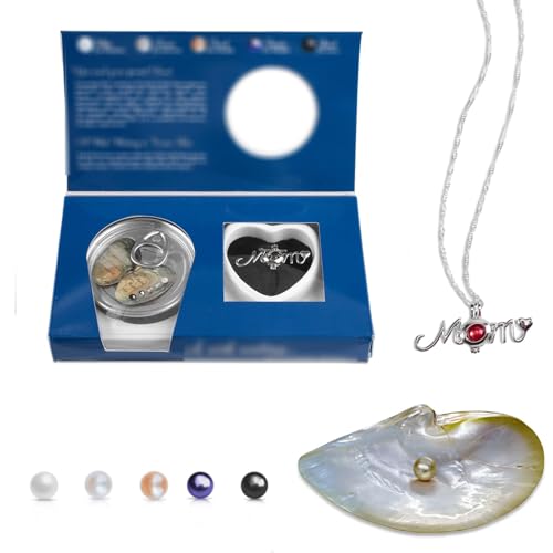 MilkyWay Wish Pearl Necklace Kit, DIY Necklace Making Kit, lotus Necklace Cage Locket Cultured Pearl in Oyster Set, 16.9", Surprise Gift For Wife, Girlfriend,Mother - color: MOM