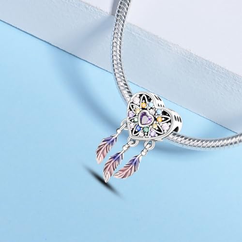 925 sterling silver bracelet necklace pendant, women's jewelry gift, dream catcher net bead pendant, suitable for original bracelets, parties, birthday jewelry gifts - color: KJC817