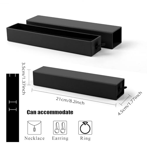Lainrrew Jewelry Gift Box, Luxury 12-Pack Jewelry Gift Box Velvet-Lined, Compact Drawer Style for Earrings & Rings, Stylish Necklace Bracelet Organizer, 8.3x1.8x1.4 Inches (Black) - color: Black
