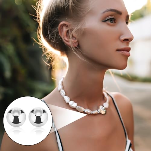 1500PCS Metal Spacer Beads for Jewelry Making, Silver Bead with Hole Stainless Steel Spacer Bead Plated Round Loose Charm Caps Beads for DIY Jewelry Making Bracelet Necklace Crafting (4mm)
