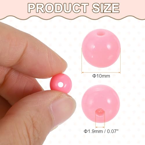 HARFINGTON 200pcs Cream Pink Acrylic Round Beads 10mm Dia 1.9mm Hole Plastic Resin Smooth Balls Loose Bead for Jewelry Making Bracelets Necklace Earrings DIY - color: Cream Pink, size: 10mm