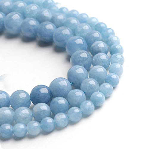 Natural Stone Beads Aquamarine 6mm Polished Round Smooth Gemstone Beads for Jewelry Making 15 Inch(Aquamarine,6mm) - color: Aquamarine, size: 6mm