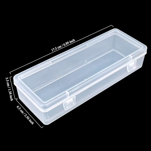 8 Pack Rectangular Clear Plastic Storage Containers Box with Hinged Lid for Beads and Other Small Craft Items (6.89 x 2.56 x 1.38 inch) - size: 6.89 x 2.56 x 1.38 inch