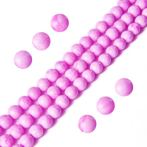 60pcs 6mm Pink Shell Jasper Beads Natural Gemstone Beads Round Loose Beads for Jewelry Making - color: Pink Shell Jasper, size: 6mm
