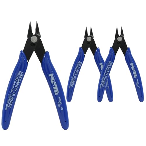 Murtenze 3 Pack 170ii Wire Flush Snips Micro Wire Cutters, Blue Nippers Diagonal Cutters 3D Printer Filament Pliers Tool for Cutting Electronics,Wires(5 Inch, Dark Blue) - color: Dark Blue