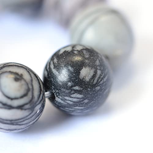 KISSITTY 235pcs 8mm Natural Black Silk Stone/Netstone Bead Strands, Natural Gemstone Crystal Beads Round Smooth Chakra Energy Healing Crystals Gemstones for DIY Jewelry Bracelets Necklaces - color: Natural Black Silk Stone/Netstone