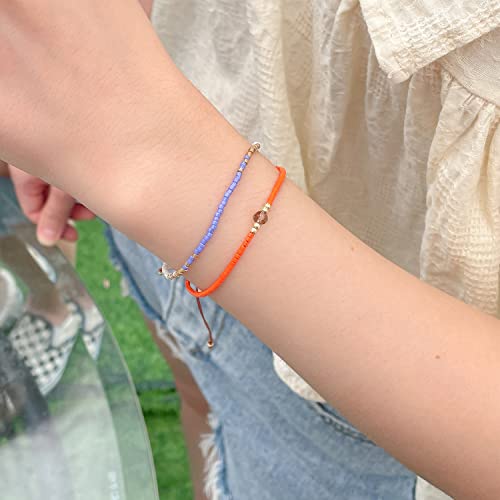 KELITCH Adjustable turquoise bead bracelet single color knitting friendship bracelet fashion jewelry daily wear gift (28 color selection) - color: Blue 20K