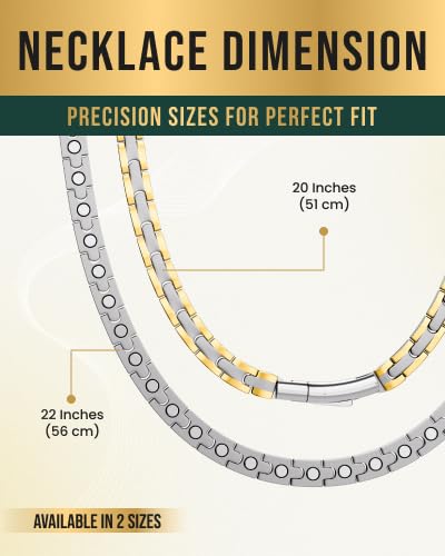 MagnetRX Titanium Magnetic Necklace – Ultra Strength Magnetic Necklaces for Women & Men – Effective Titanium Necklace with 62 Magnets (Silver & Gold, 22 Inches) - color: Silver & Gold, size: 22 Inch (Pack of 1)