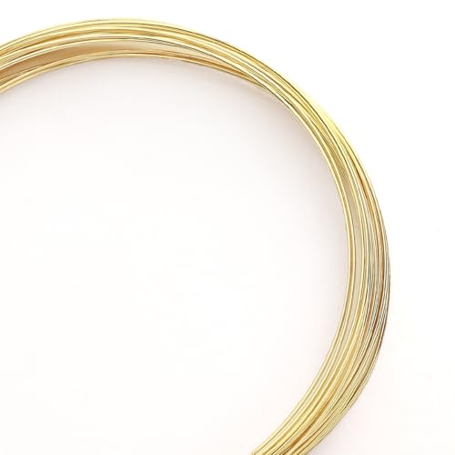 BEADIA 14K Gold Plated Wire 0.7mm 5 Meters Bead Cord for Bracelet Necklace Charm Beading Jewelry Making Findings - size: 0.7mm, style: 14K Gold