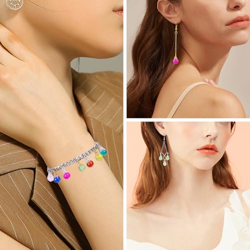 100/200Pcs Crystal Dangle Charms for Jewelry Making Bulk Small Cute Charms Transparent Glass Beads Pendants with Silver Gold Caps for Earring Necklace Bracelet DIY Supplies - color: Mix A
