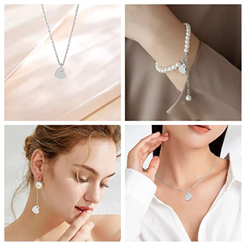 Ximalun 200 Pcs Stainless Steel Blank Heart Pendants Tiny Stamping Tag Flat Love Charm Small Dainty Pendants Metal Polished Love Heart Charms for Bracelet Necklace Jewelry DIY Craft Making(Silver)