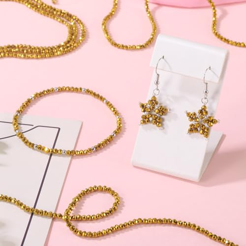 FASHEWELRY 10 Strands 3mm Golden Plated Glass Beads Rondelle Crystal Glass Spacer Beads Faceted Briolette Bead for DIY Necklace Bracelet Jewelry Making Gift - color: Golden Plated, size: 3mm