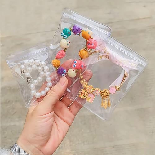 100Pcs Anti Tarnish Jewelry Bags Clear Pvc Jewelry Storage Pouches with Zipper Plastic Packing for Earrings (Bracelet Earrings Storage Bags Set) - color: 100Pcs Bracelet Earrings Storage Bags Set
