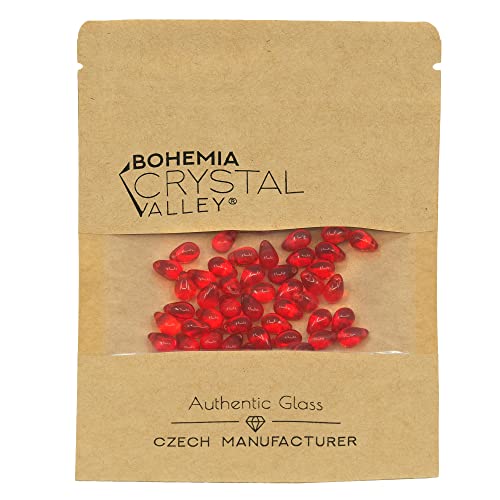 Czech 50-Piece Glass Beads, 6x9mm, Teardrop Siam Red - color: Siam Red