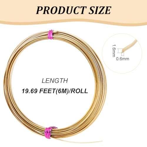 BENECREAT 19.6 Feet 22 Gauge Half Round Copper Wire 1.6mm Wide Brass Craft Wire, Jewelry Beading Wire for Earring Necklace Jewelry Making, Wire Wrapping,DIY Arts - color: Brass, size: 22 Gauge