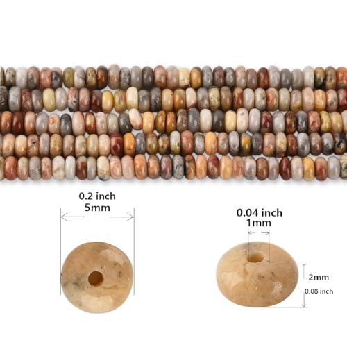 170pcs 4x2mm Natural Crazy Lace Agate Disk Rondelle Spacer Semi Precious Gemstone Loose Stone Beads for Jewelry Making 15 Inch - color: Crazy Lace Agate