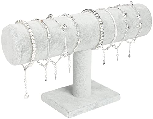 ChezMax Necklace Jewelry Display Jewelry Stand Hovering T-Bar Bracelet Holder for Home Organization - color: F-Gray Velvet