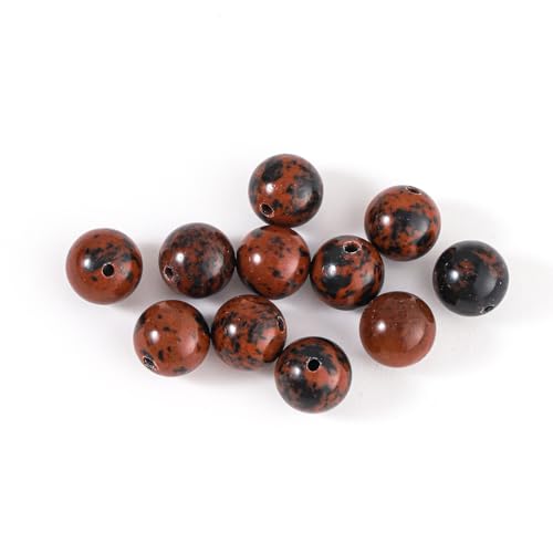 100Pcs Natural Stone 6mm Golden Swan Round Loose Gemstone Energy Healing Beads Hole Size 1mm DIY Smooth Beads for Bracelet Necklace Earrings Jewelry Making - color: Golden Swan, size: 6mm