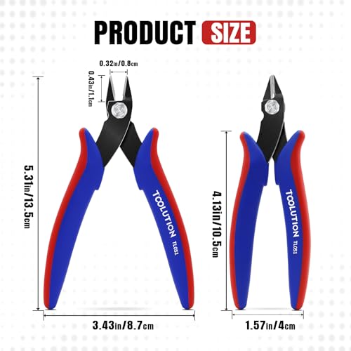 Flush Wire Cutters - Small Diagonal Cut Pliers Side Cutter Snips Bulk - Micro Clippers for Zip Tie Plastic Model 3D Printer - Mini Nippers for Crafting Electrical Jewelry Making - size: 1 Pack