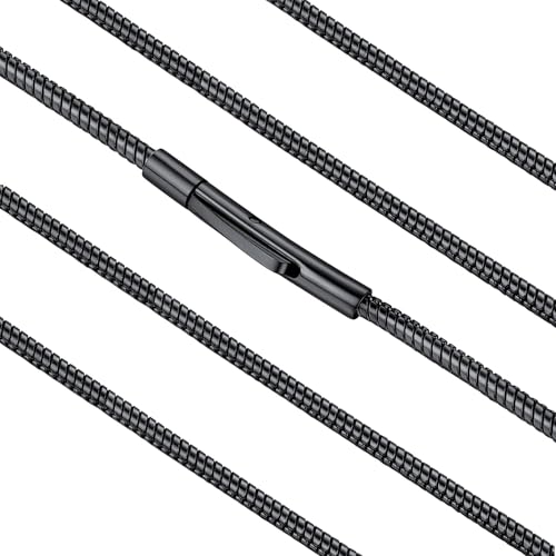FaithHeart Stainless Steel Chains for Men, Silver/Black/14K Gold Plated Snake/Wheat/Box/Rope/Rolo Chain Necklace 16-30 Inches with Delicate Gift Box - color: 01. Snake Chain-Black, size: Length 30 Inches