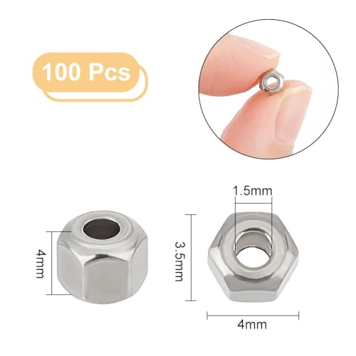 UNICRAFTALE 100pcs Cube Beads 4mm 201 Stainless Steel Faceted Spacer Beads 1.5mm Hole Beads Metal Bracelet Beads Square Beads Small Beads for DIY Bracelet Necklace Jewelry Making - color: Steel Color