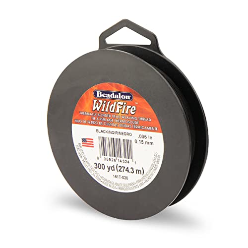 Beadalon Wildfire Ultra - Beading Thread, Beading Supplies for Crafters, Jewelry Makers, Beaders. Braided Fishing Line - size: 0.006 in / 300 yd, style: Black