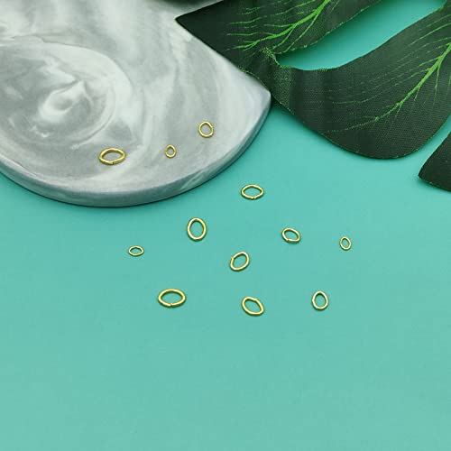 1200pcs Oval Jump Rings Oval Open Rings Open Jumps Ring Stainless Steel Jumps Ring for Jewelry Making Supplies Earring Bracelet Necklace DIY Craft Making(Gold,4 Sizes) - color: Gold