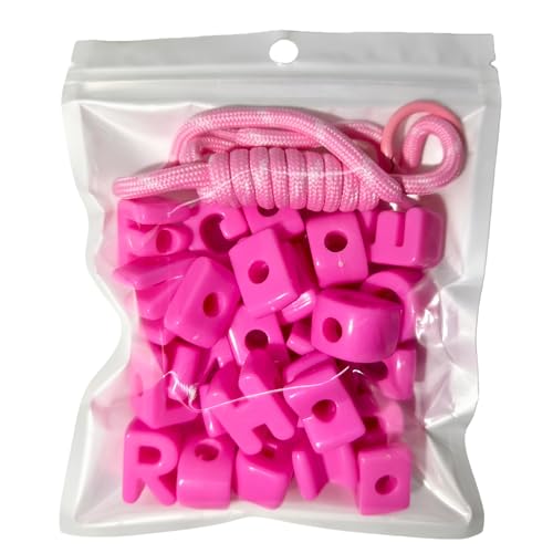26PCS Large 6mm Hole Letter Beads, 20mm Acrylic Beads A to Z,for DIY Jewelry Making Kit Friendship Bracelet Key Chain and Bag Charm (26 A to Z Pink) - color: 26 A to Z Pink