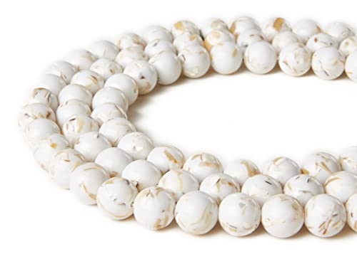 60pcs 6mm White Shell Turquoise Beads Natural Gemstone Beads Round Loose Beads for Jewelry Making - color: White Shell Turquoise, size: 6mm