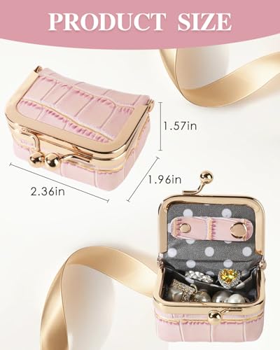 COOLYOUTH Leather Mini Jewelry Box Travel Jewelry Case Portable Small Coin Purse with Kiss Lock Travel Ring Box (Small-Purple) - color: Small-Purple