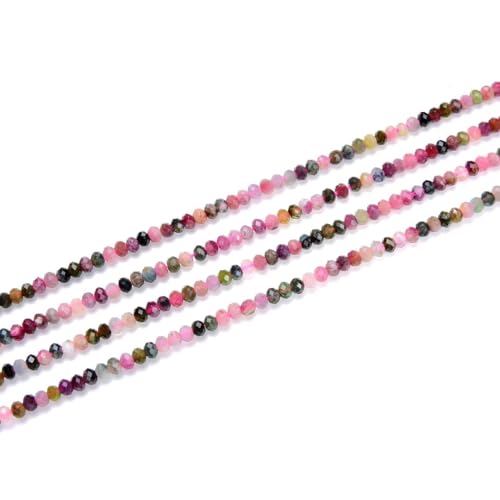 Adabele 15 Inch Natural Pink Tourmaline Healing Gemstone 4mm x 3mm Tiny Small Faceted Round Rondelle Loose Beads Stone Spacer (125-135pcs) for Craft Jewelry Making GK-B1 - color: Pink Tourmaline, size: 4mm x 3mm - 15 inch/1 strand
