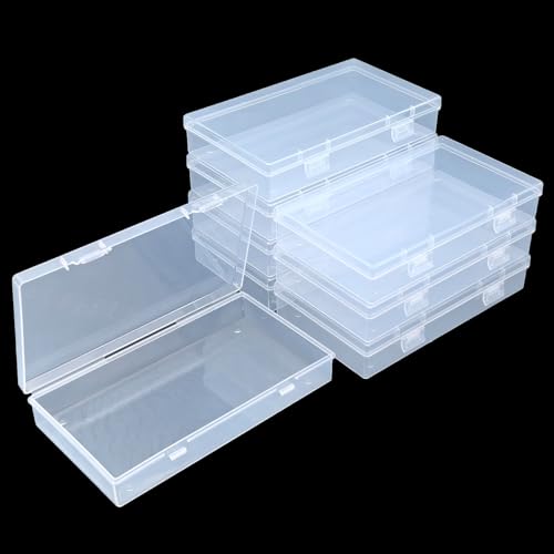 8 Pack Rectangular Clear Plastic Storage Containers Box with Hinged Lid for Beads and Other Small Craft Items (6.5 x 3.74 x 1.18 inch) - size: 6.5 x 3.74 x 1.18 inch