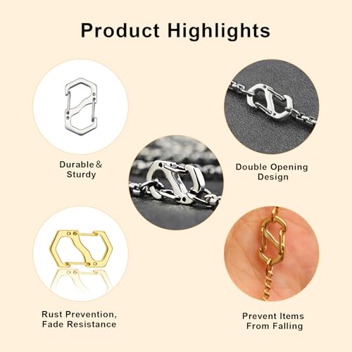 Double Opening Lobster Clasp,Gold and Sliver Bracelet Clasp Charm Clasp,Necklace Connectors for Multiple Necklaces - 12 Pack (Small &Large) - size: Sliver＆Gold