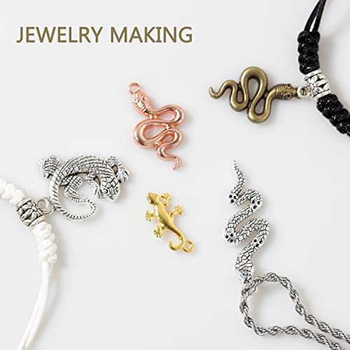 stino 100g Metal Pendant Charms for Jewelry Making, Bulk Silver & Gold Plated Charms for Braclet Necklace Crafts, Animal Plant Flower Pet and so on - color: Snakes & Lizards Mixed Color