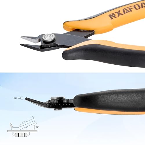 Micro Wire Cutters, 5.4 Inch Flush Cutters, 5 Pack Sharp Spring Loaded Micro Diagonal Cutters for Jewelry, Zip Ties, Electronics & DIY with Soft Grip Handles (Yellow & Black) - color: 5 Pack