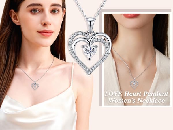 Moissanite Necklace for Women, S925 Sterling Silver Necklace, Mom Birthday Gifts, Anniversary Present for Wife Women, Jewelry Gifts for Valentine's Day