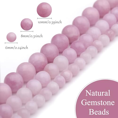 6mm Natural Stone Beads 65pcs Pink Chalcedony Polished Round Smooth Crystal Loose Gemstone Beads for Jewelry Making DIY Bracelet Necklace Earring Crafts Supplies - color: Pink Chalcedony 1 strand-65pcs